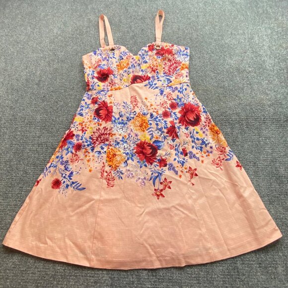 Guess Los Angeles Dress Womens 10 Pink Floral Print Cottagecore Fairy Sweetheart - Picture 1 of 13